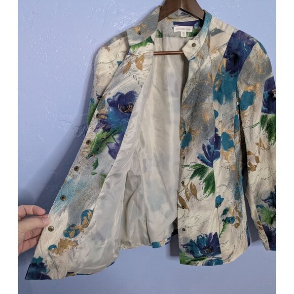 Coldwater Creek 18W Floral Print Blazer Jacket Floral Art to Wear - Picture 6 of 16
